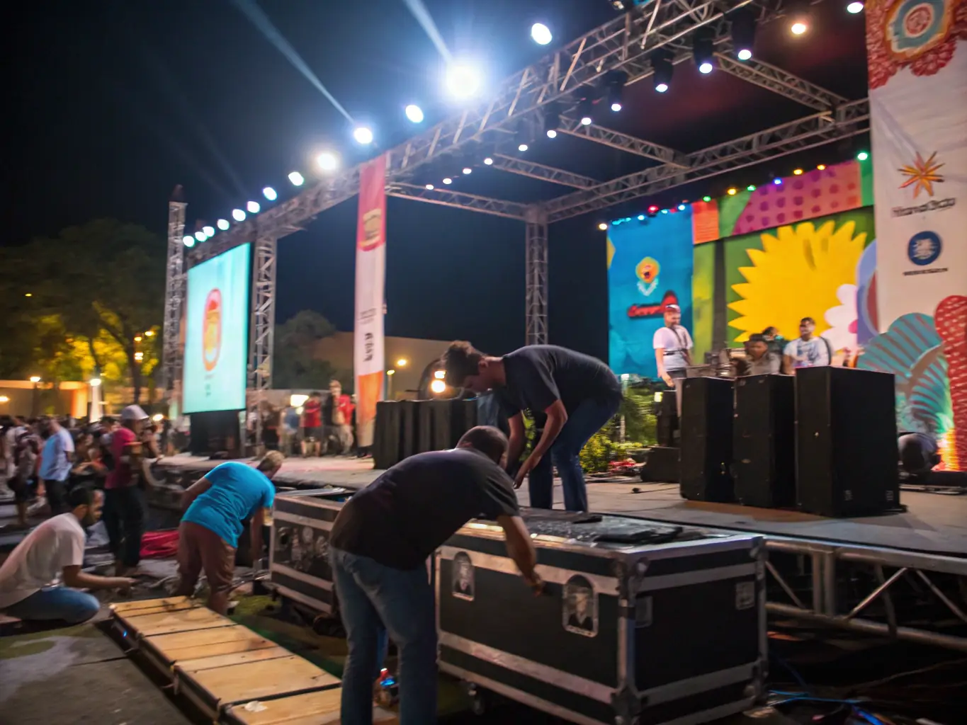 A photograph of volunteers setting up for a community organ music event in a public space, showcasing the organization's commitment to outreach.